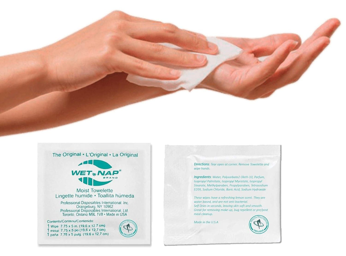 Hand Cleansing Pre-Moistened Refreshing Handynaps Wet Naps Moist Towelettes (100 Pack)