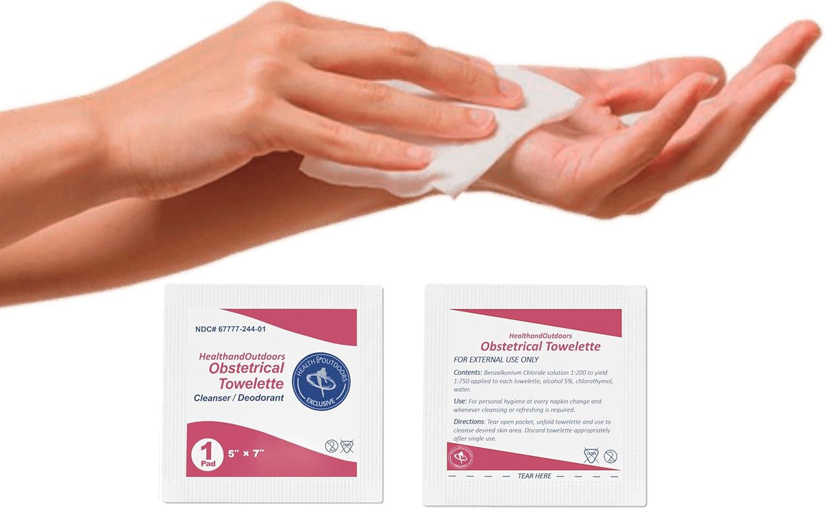 Obstetrical Towelettes Body Cleansing Wet Napkins Individually Wrapped 125 Count Towelettes, 5 x 7 inch Moist Towel For Wound Care and Skin Cleansing