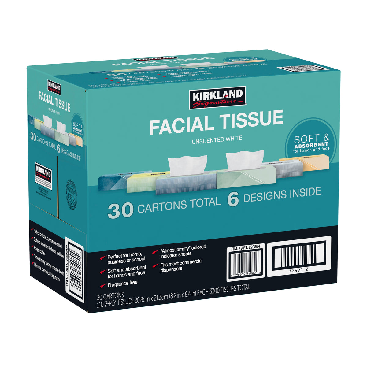 Kirkland Signature Facial Tissue, 2-Ply, Flat Box, 110 Tissues, 30 ct - product image 7