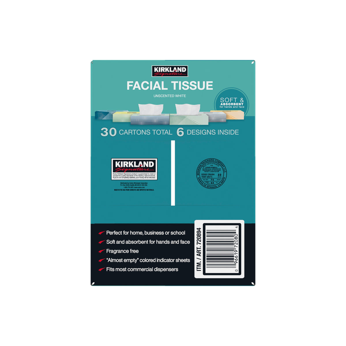 Kirkland Signature Facial Tissue, 2-Ply, Flat Box, 110 Tissues, 30 ct - product image 5