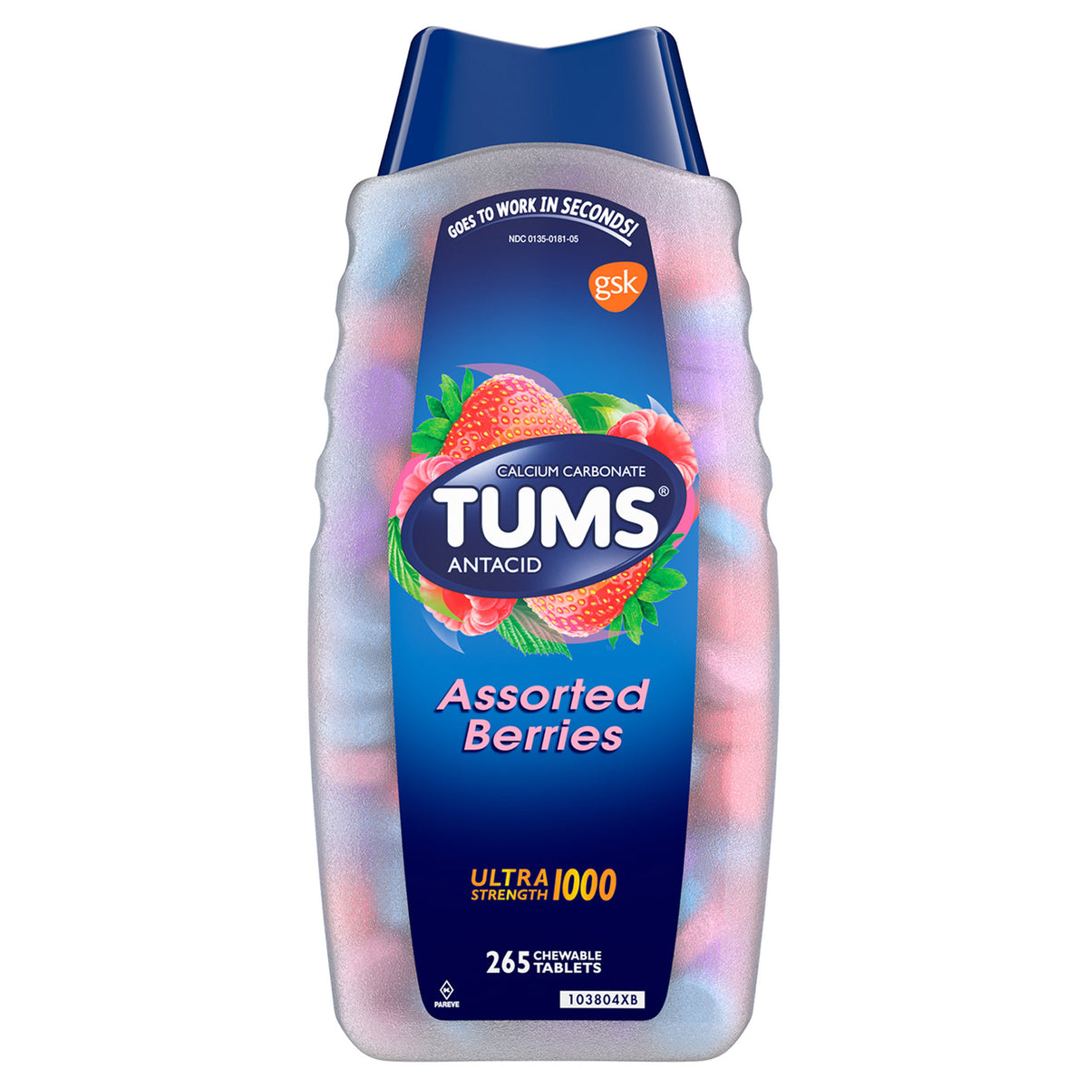 TUMS Antacid with Calcium, Ultra Strength 1000mg, Assorted Berries, 265 ct - product image 6