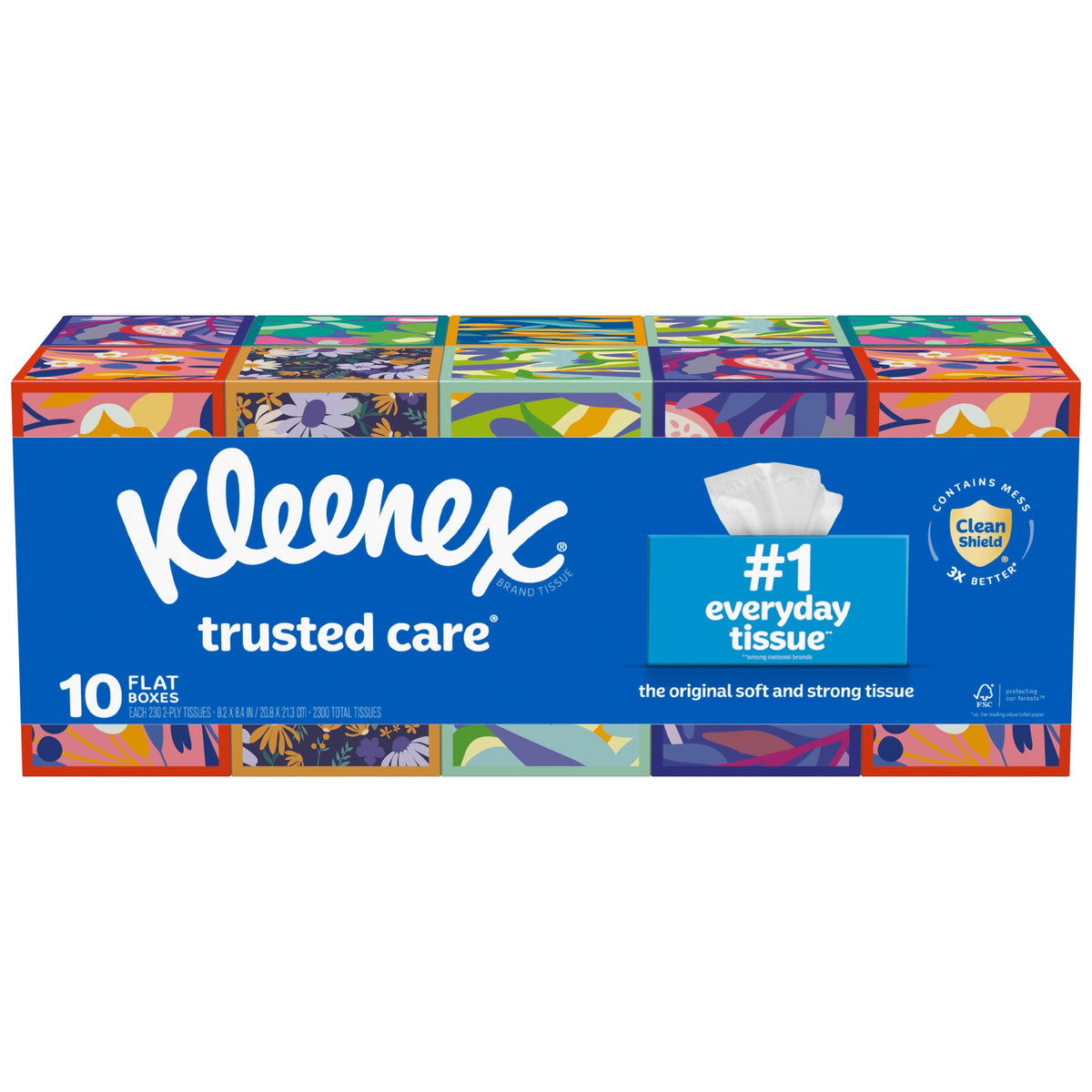 Kleenex Trusted Care Facial Tissues, 2-Ply, Flat Box, 230 Tissues, 10 ct - product image 1
