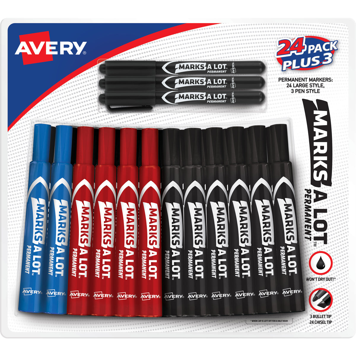 Avery Marks-A-Lot Permanent Marker, Chisel Tip, Assorted Colors, 27 ct - product image 6