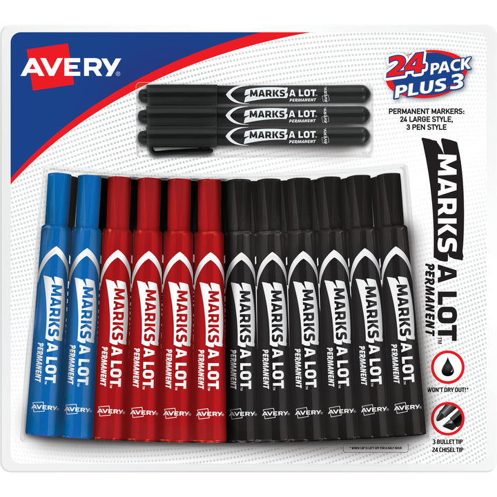 Avery Marks-A-Lot Permanent Marker, Chisel Tip, Assorted Colors, 27 ct - product image 1