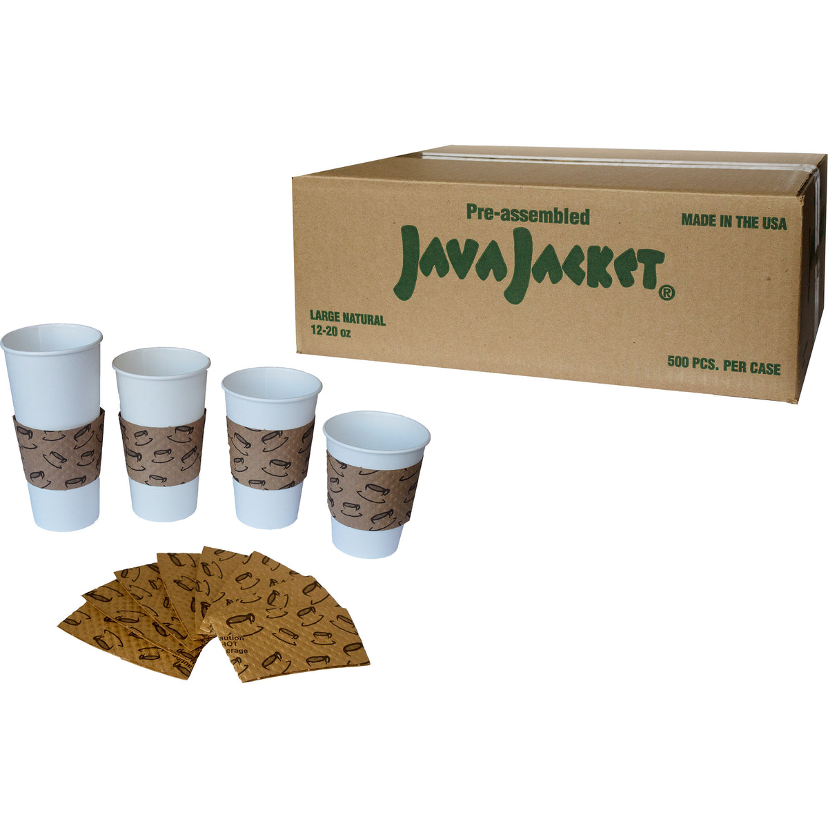 Java Jacket Hot Cup Sleeves, Natural Kraft, 12-20 oz, 500 ct - product image 8