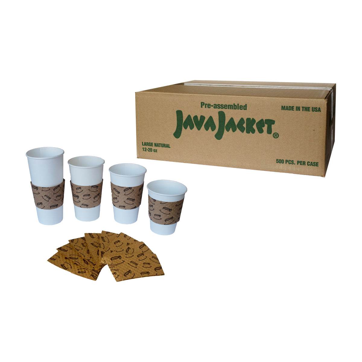 Java Jacket Hot Cup Sleeves, Natural Kraft, 12-20 oz, 500 ct - product image 3