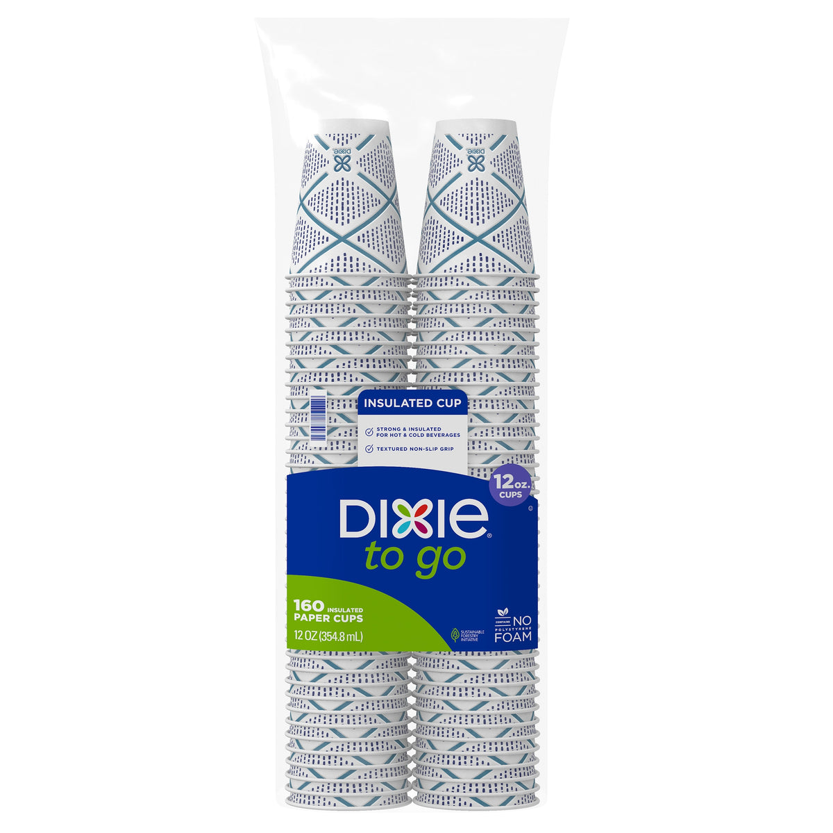 Dixie To Go Insulated Paper Hot or Cold Cup, Coffee Haze, 12 oz, 160 ct - product image 1
