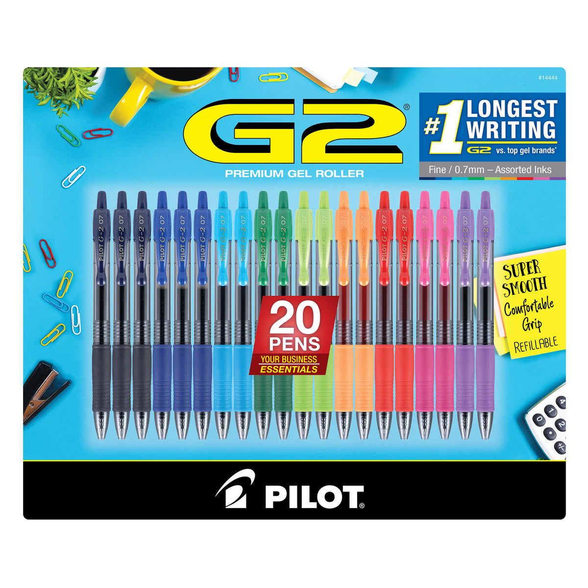 Pilot G2 Retractable Gel Pen, Fine Point 0.7mm, Assorted Ink Colors, 20 ct - product image 2