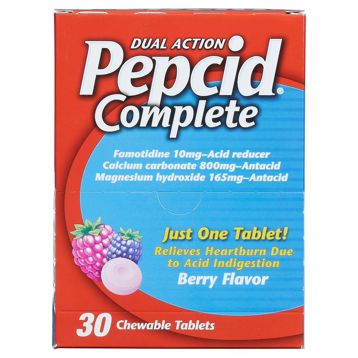 Pepcid Complete Dual Action Heartburn Relief, Chewable Tablets, Berry, 30 ct - product image 4