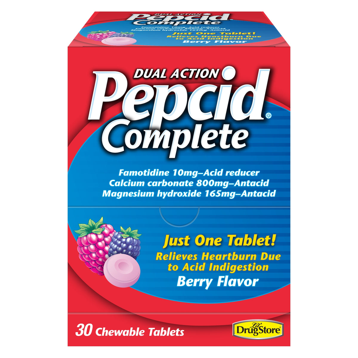 Pepcid Complete Dual Action Heartburn Relief, Chewable Tablets, Berry, 30 ct - product image 2