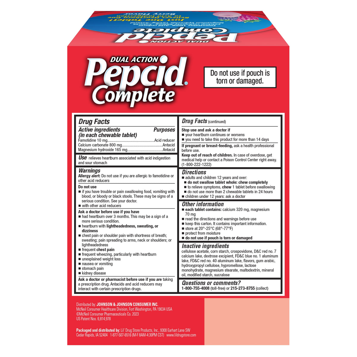 Pepcid Complete Dual Action Heartburn Relief, Chewable Tablets, Berry, 30 ct - product image 1