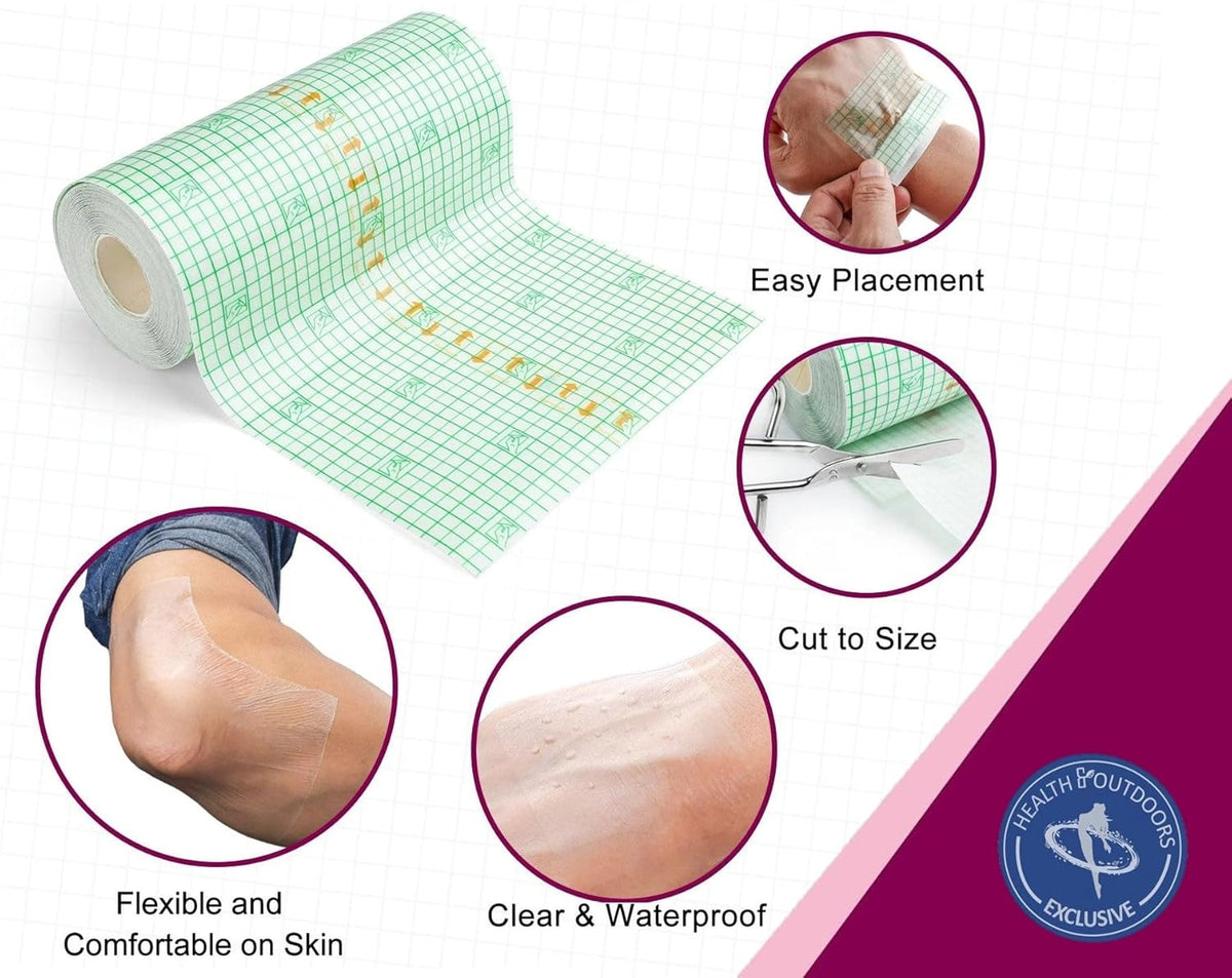 HEALTH & OUTDOORS Transparent Thin Film Dressing Roll 6" by 11 Yard for Wound and Tattoo Aftercare
