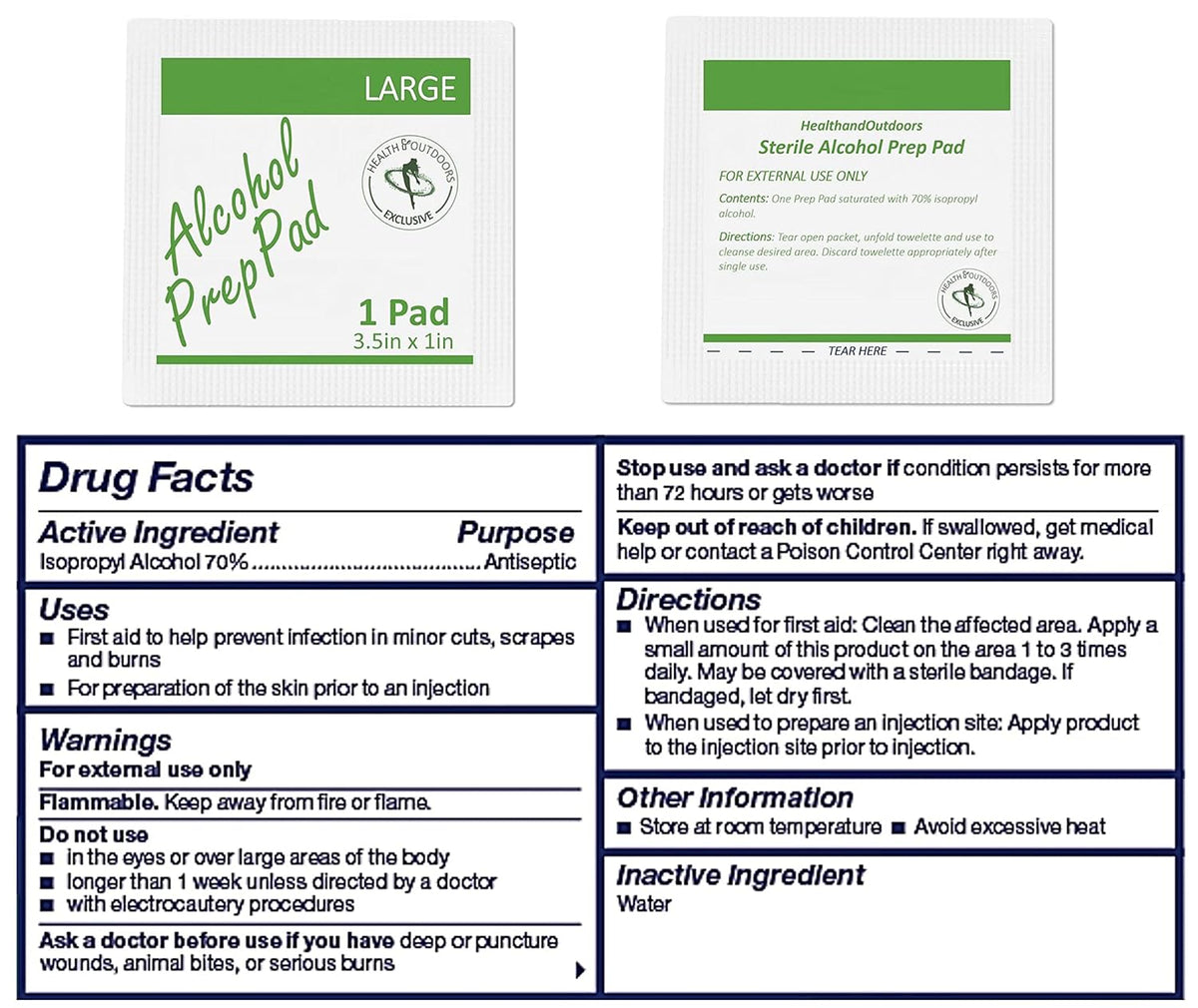 HAO Large Sterile Alcohol Prep Pads, 125 Count