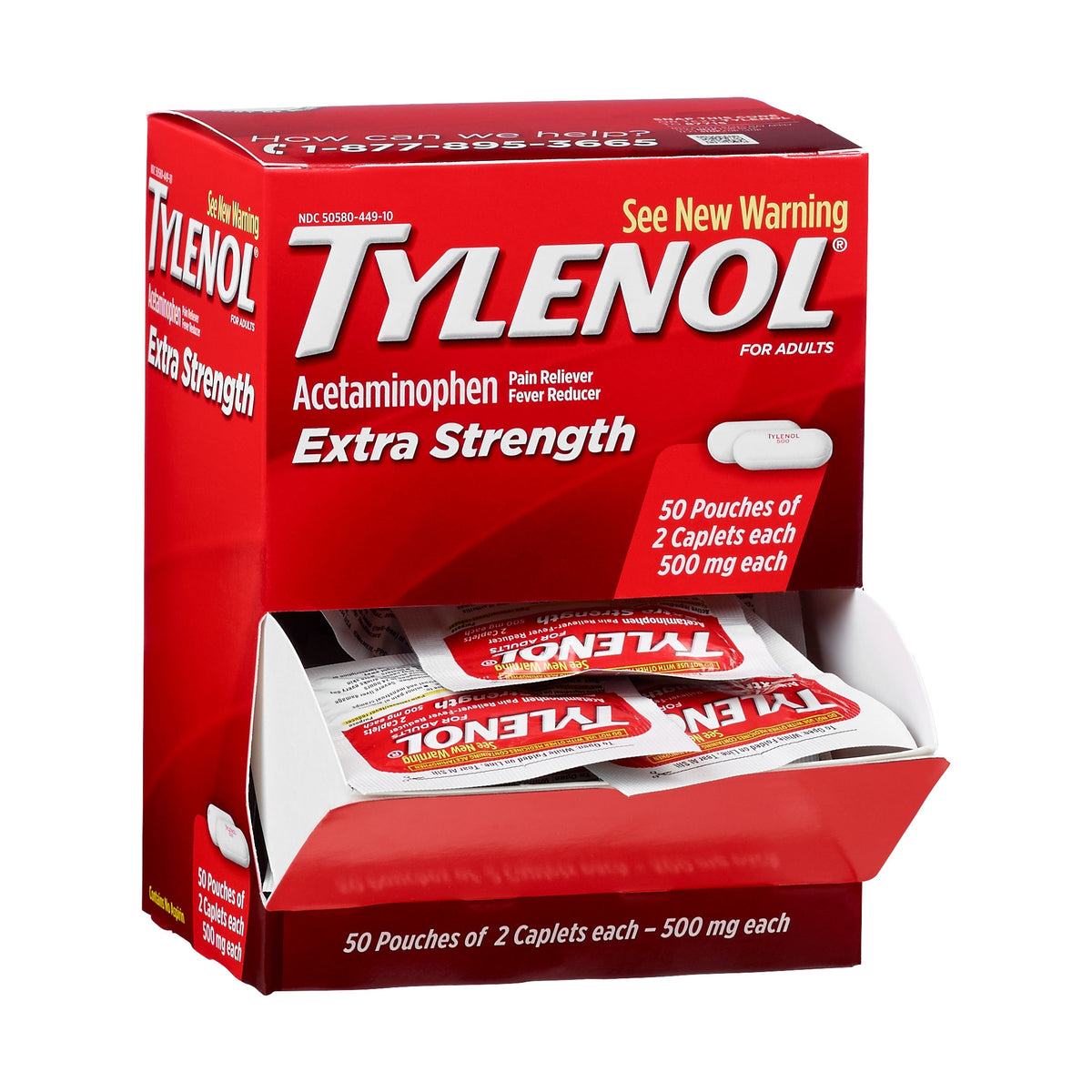 Tylenol Extra Strength Acetaminophen Caplets, Dispenser Pack, 2 Caplets, 50 ct - product image 2