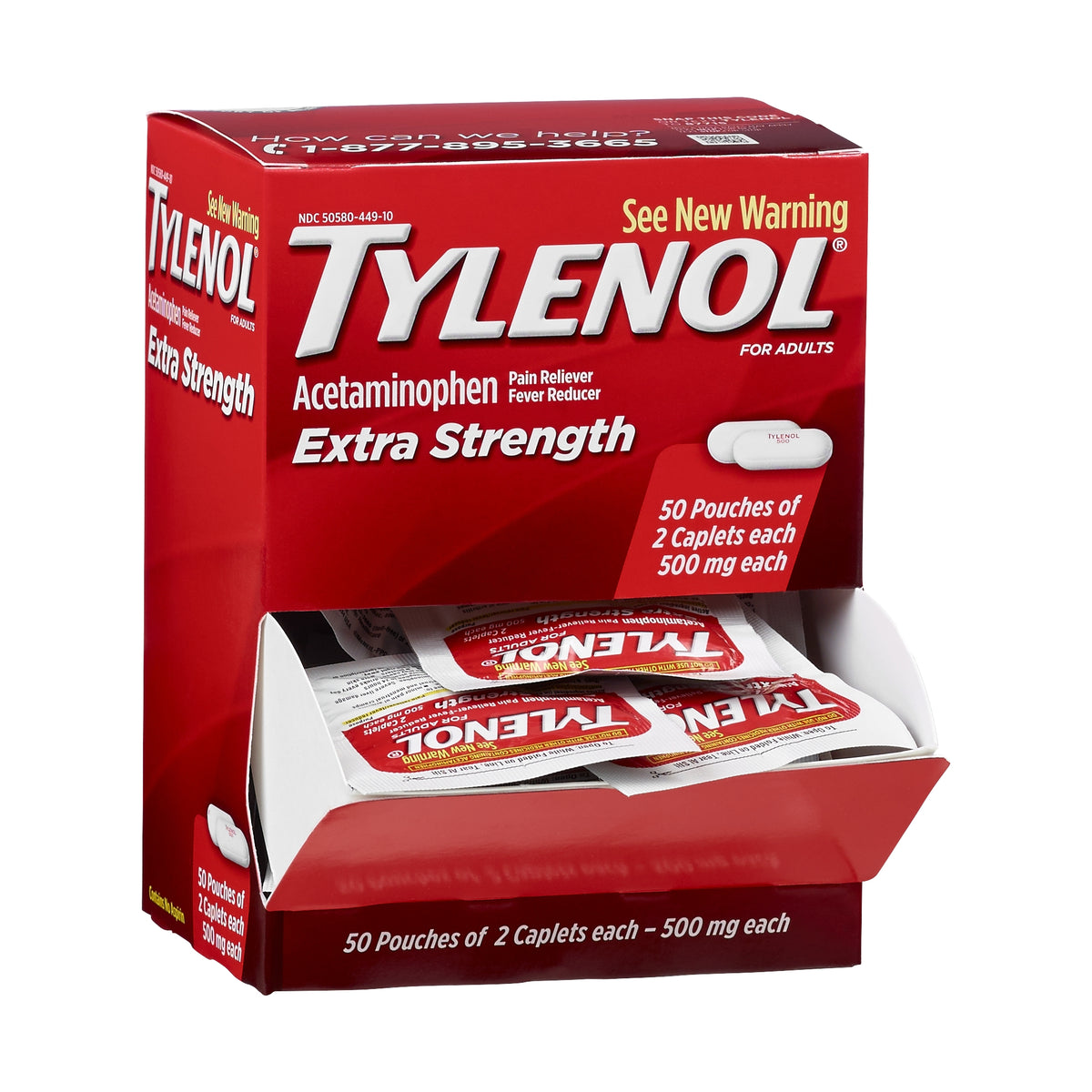 Tylenol Extra Strength Acetaminophen Caplets, Dispenser Pack, 2 Caplets, 50 ct - product image 1