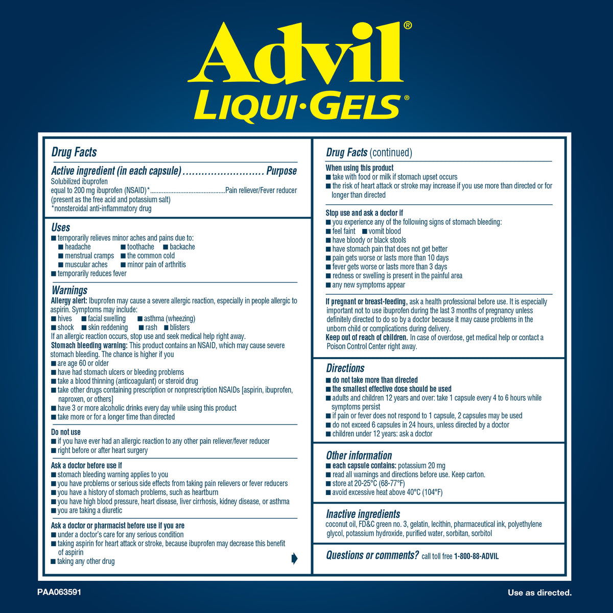 Advil Ibuprofen Liqui-Gels, 120 Capsules, 2 ct - product image 4