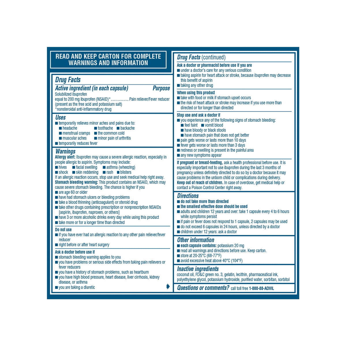Advil Ibuprofen Liqui-Gels, 120 Capsules, 2 ct - product image 2