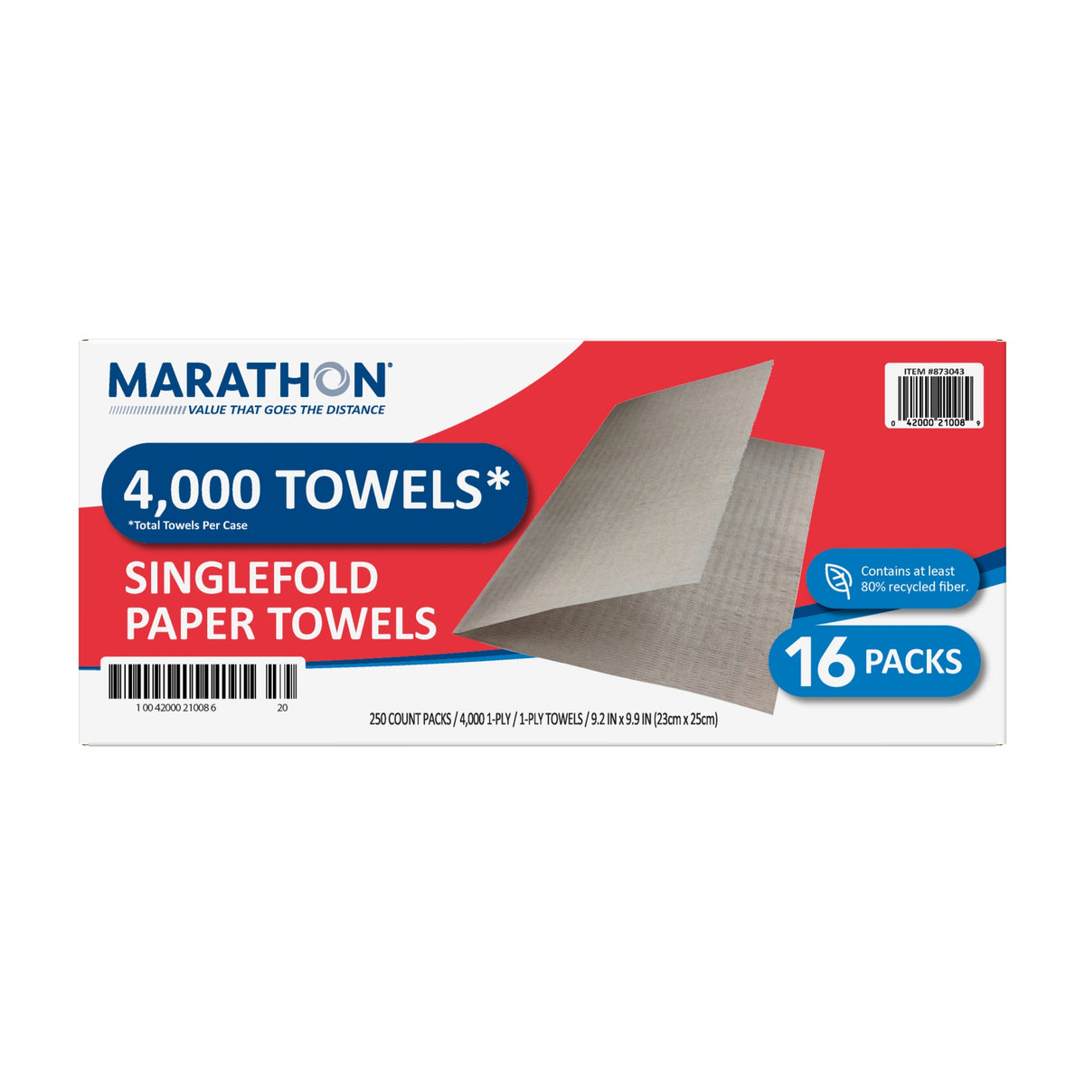 Marathon Singlefold Paper Towels, 1-Ply, Brown, 4000 ct - product image 3