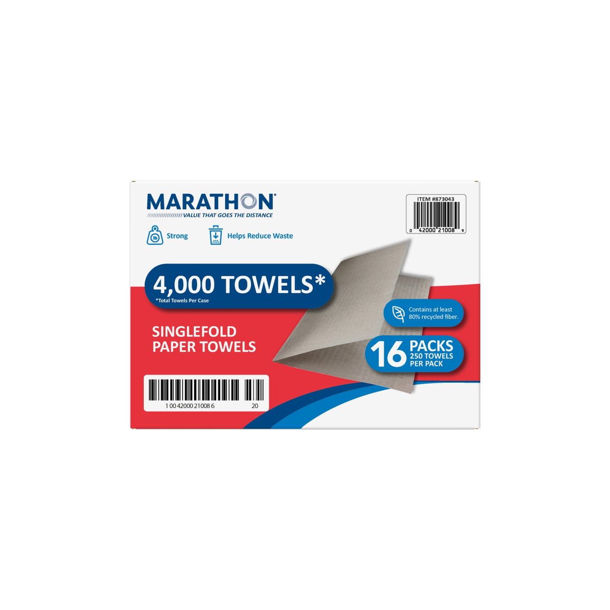 Marathon Singlefold Paper Towels, 1-Ply, Brown, 4000 ct - product image 4