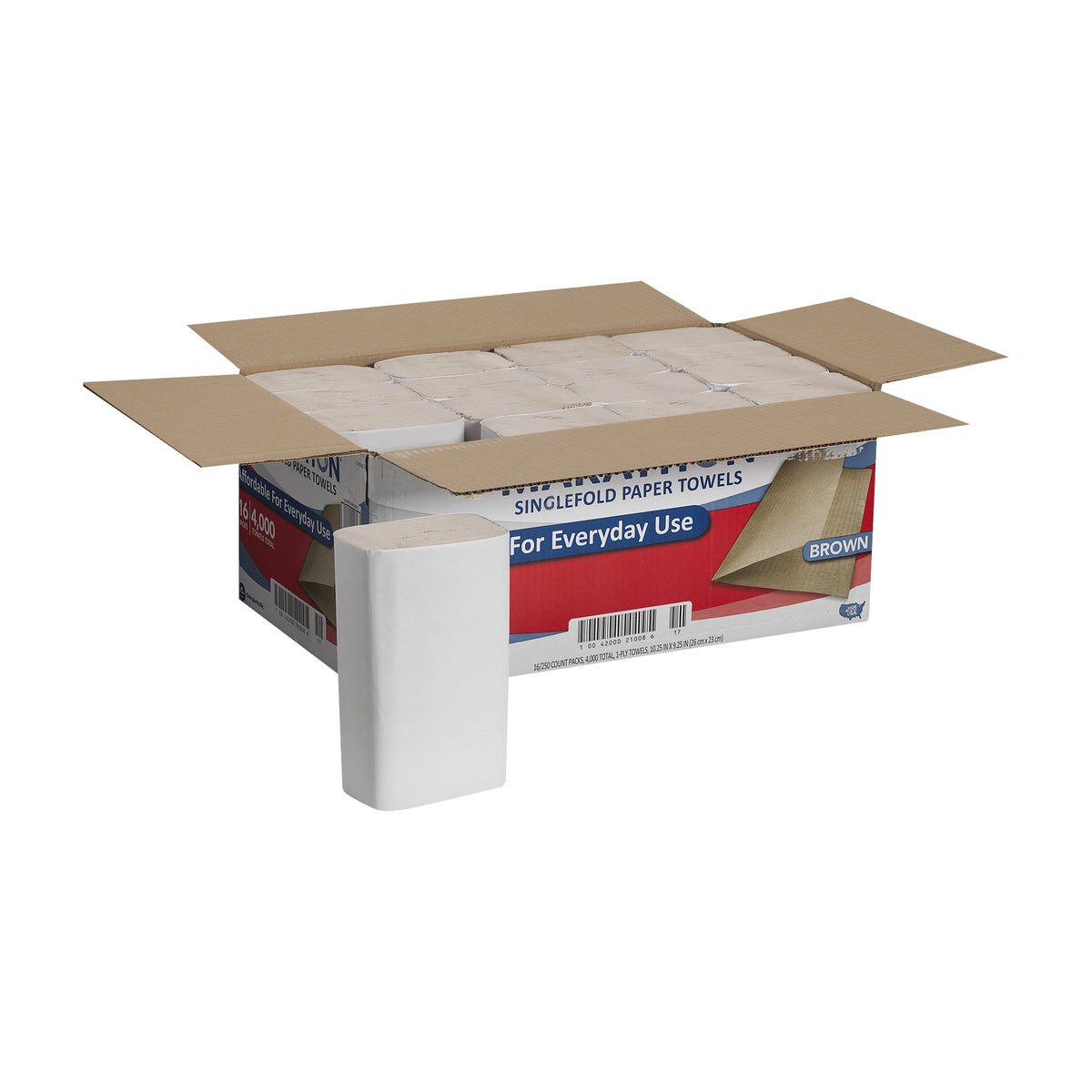 Marathon Singlefold Paper Towels, 1-Ply, Brown, 4000 ct - product image 1