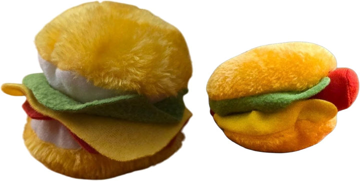 Hot Dog and Hamburger Plush Squeaker Dog Toys, 2-Pack