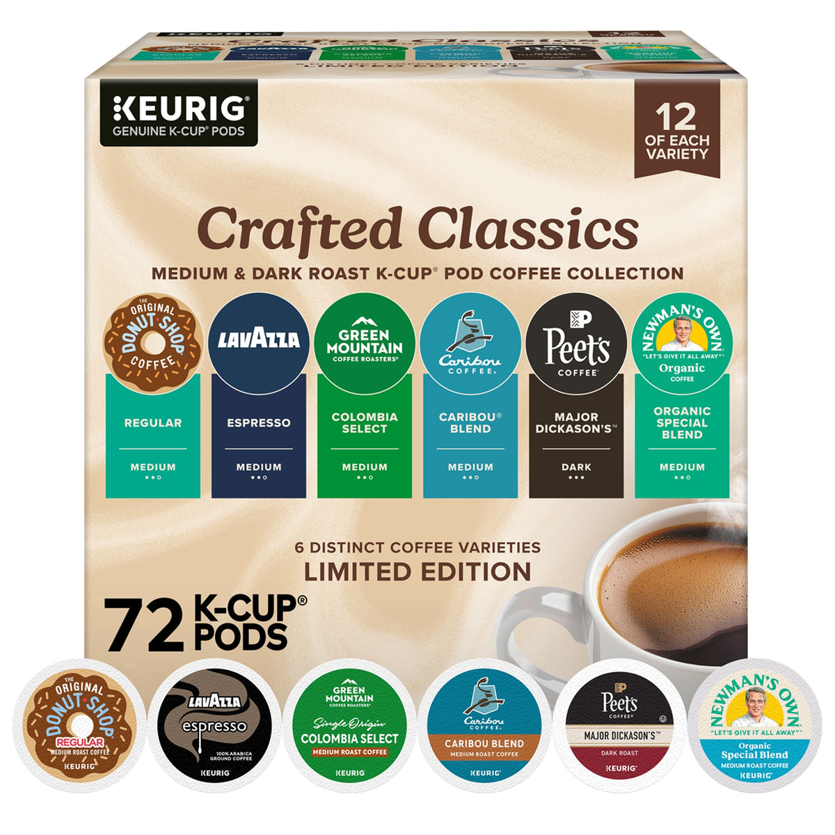 Keurig Genuine Crafted Classics K-Cup Pods, Variety Pack, 72 ct - product image 2