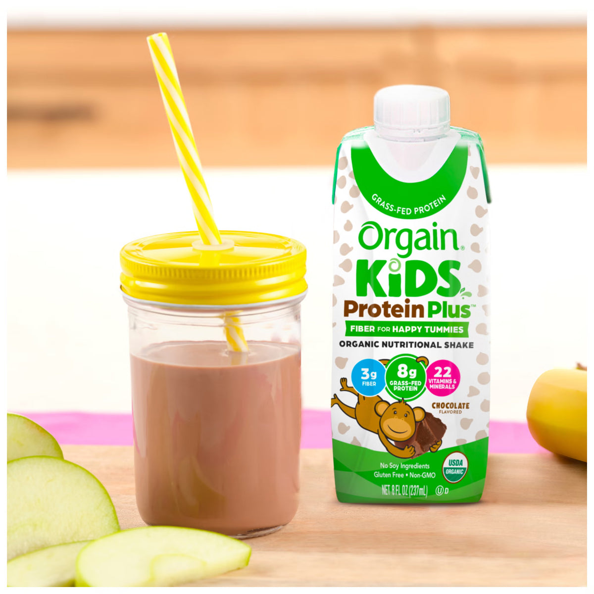 Orgain Kids Protein Organic Nutritional Shake, 8g Protein, Chocolate, 8 fl oz, 24 ct - image 3