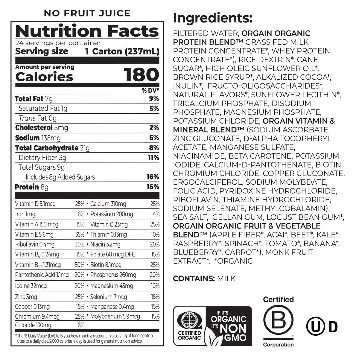 Orgain Kids Protein Organic Nutritional Shake, 8g Protein, Chocolate, 8 fl oz, 24 ct - image 4