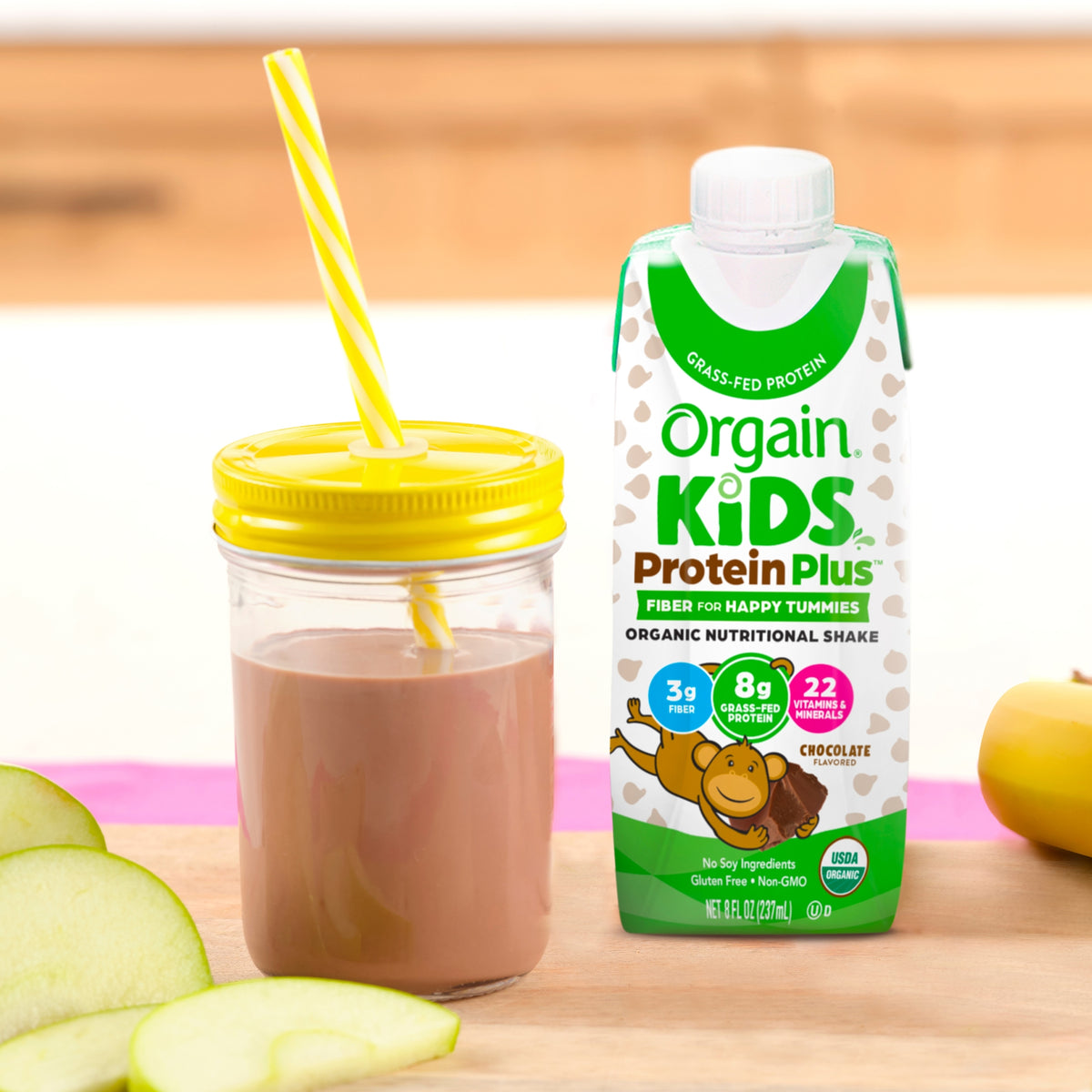 Orgain Kids Protein Organic Nutritional Shake, 8g Protein, Chocolate, 8 fl oz, 24 ct - product image 3