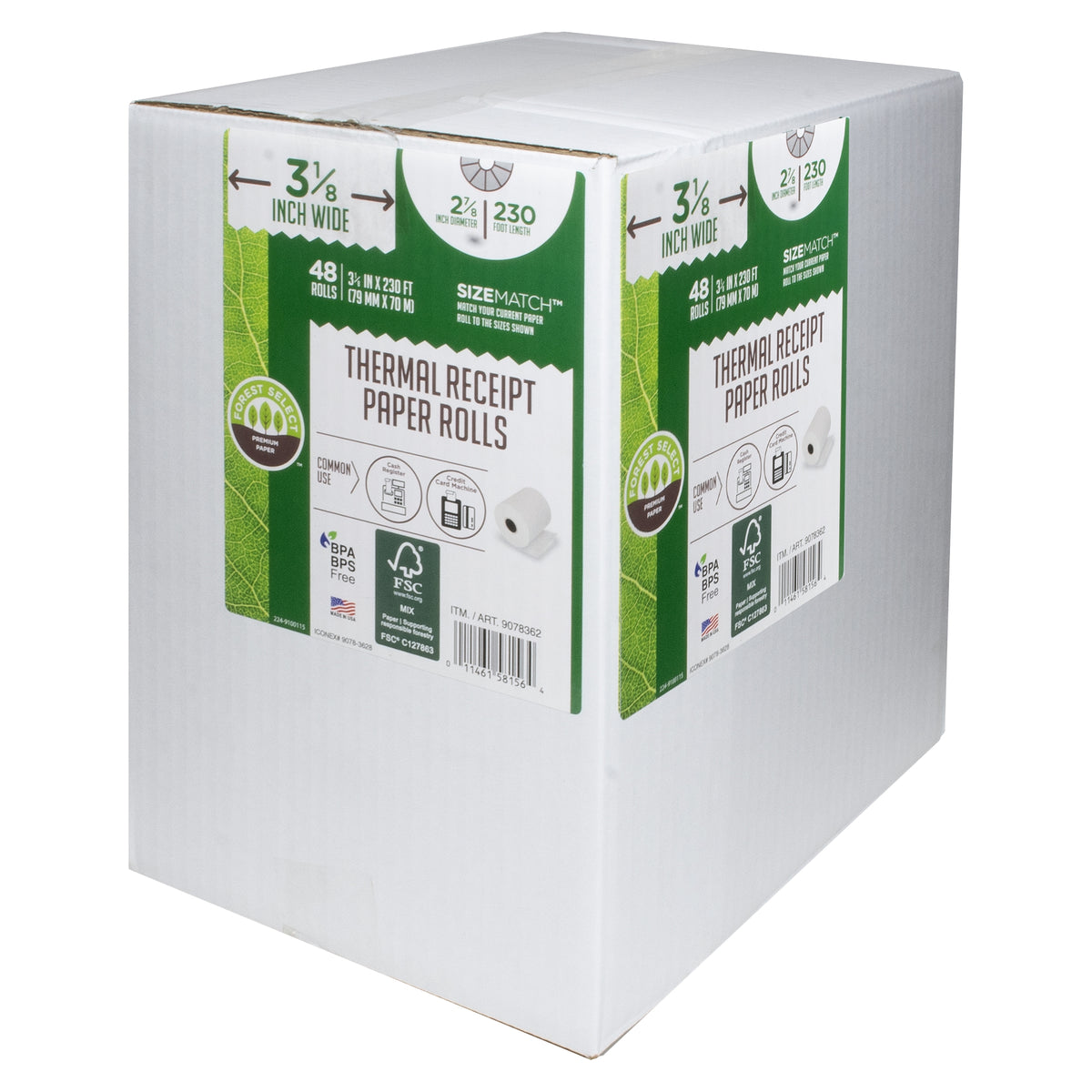Forest Select Thermal Receipt Paper Rolls, White, 3-1/8'' x 230', 48 Rolls - product image 1