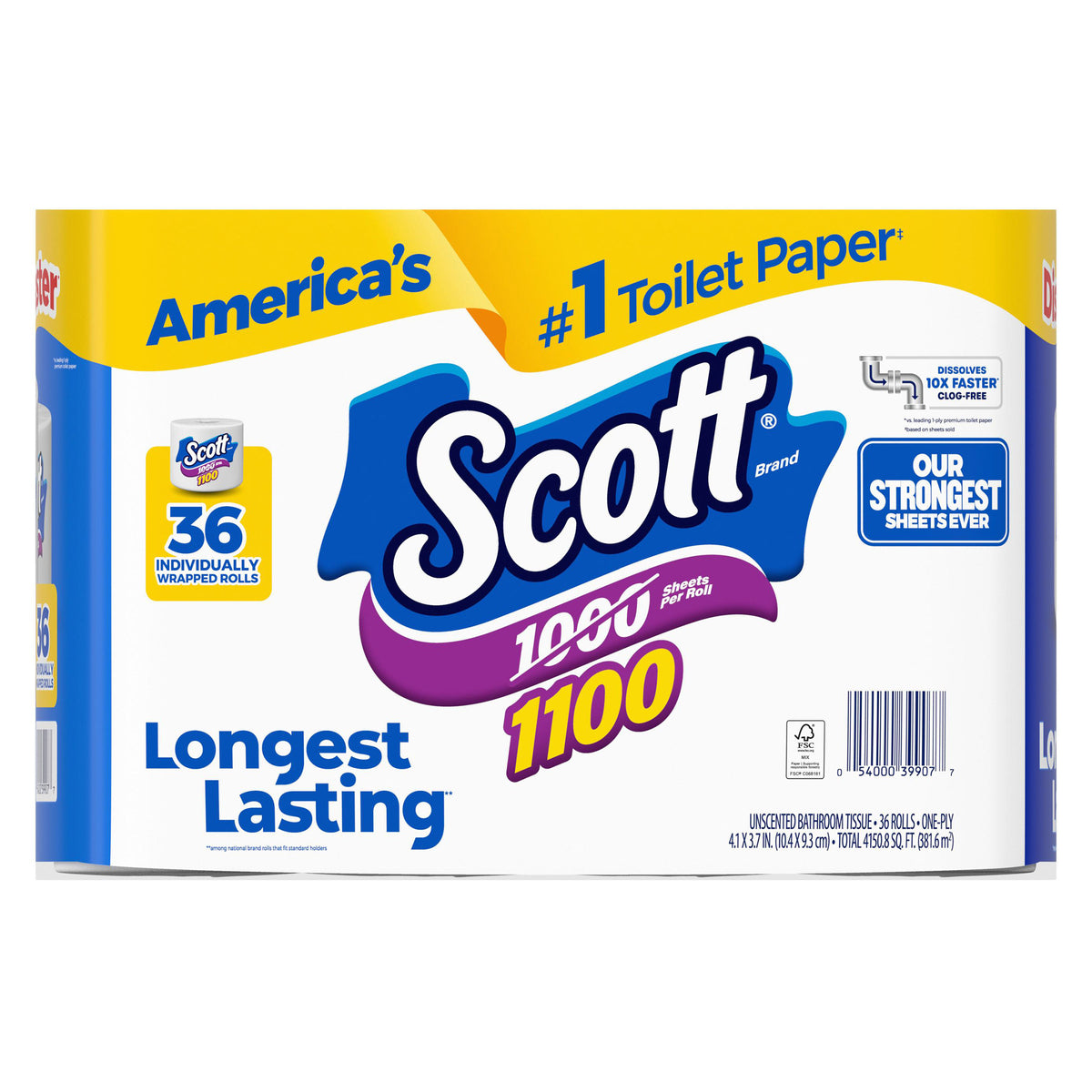 Scott Bath Tissue, 1-Ply, 4.1" x 3.7", 1100 Sheets, 36 ct - product image 14