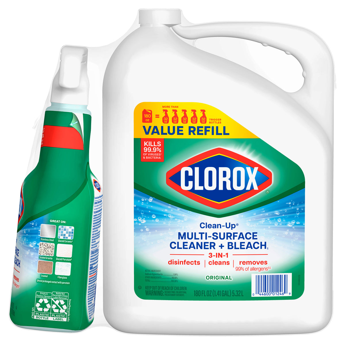 Clorox Clean-Up Cleaner and Bleach, 32 fl oz with 180 fl oz Refill - product image 3