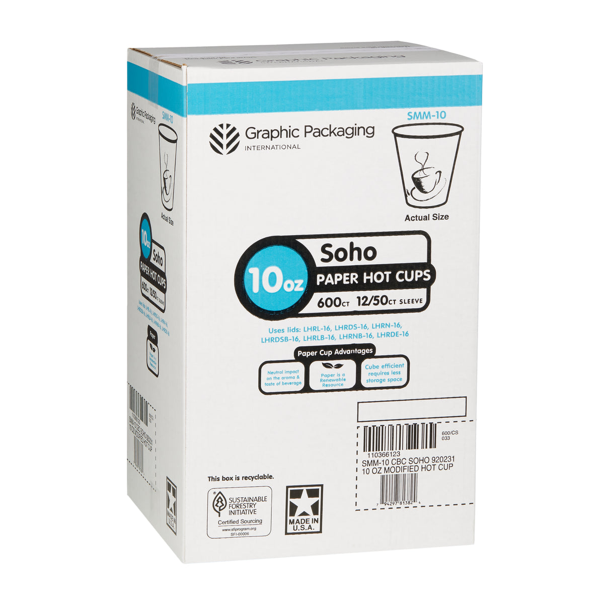 Graphic Packaging Paper Hot Cups, SoHo Design, 10 oz, 600 ct - product image 2