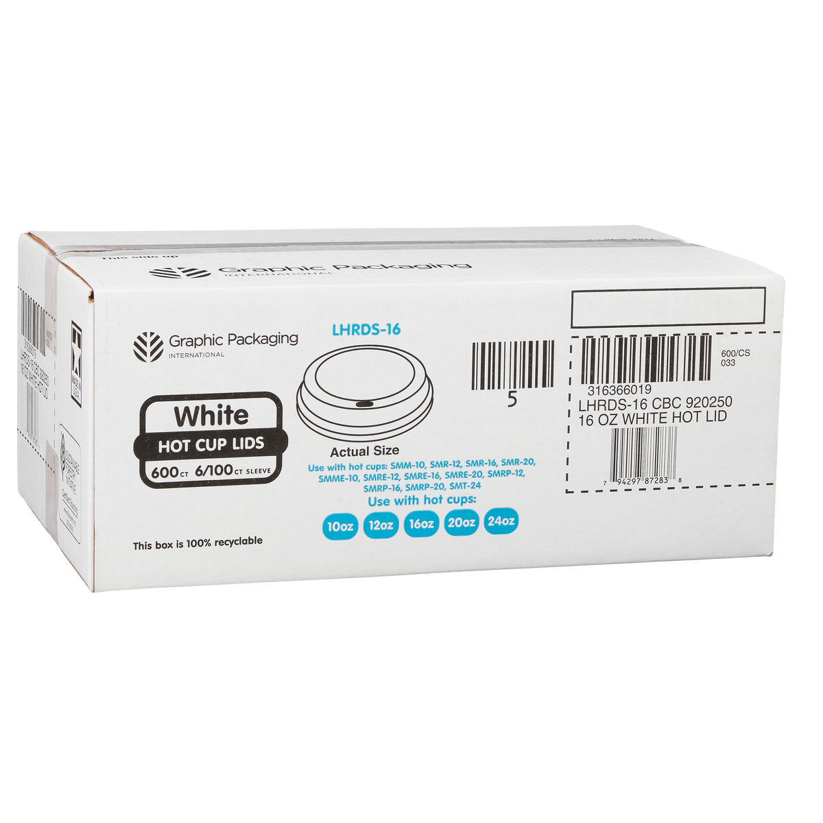 Graphic Packaging Poly Hot Cup Dome Lids, Soho, 10-24 oz, 600 ct - product image 2
