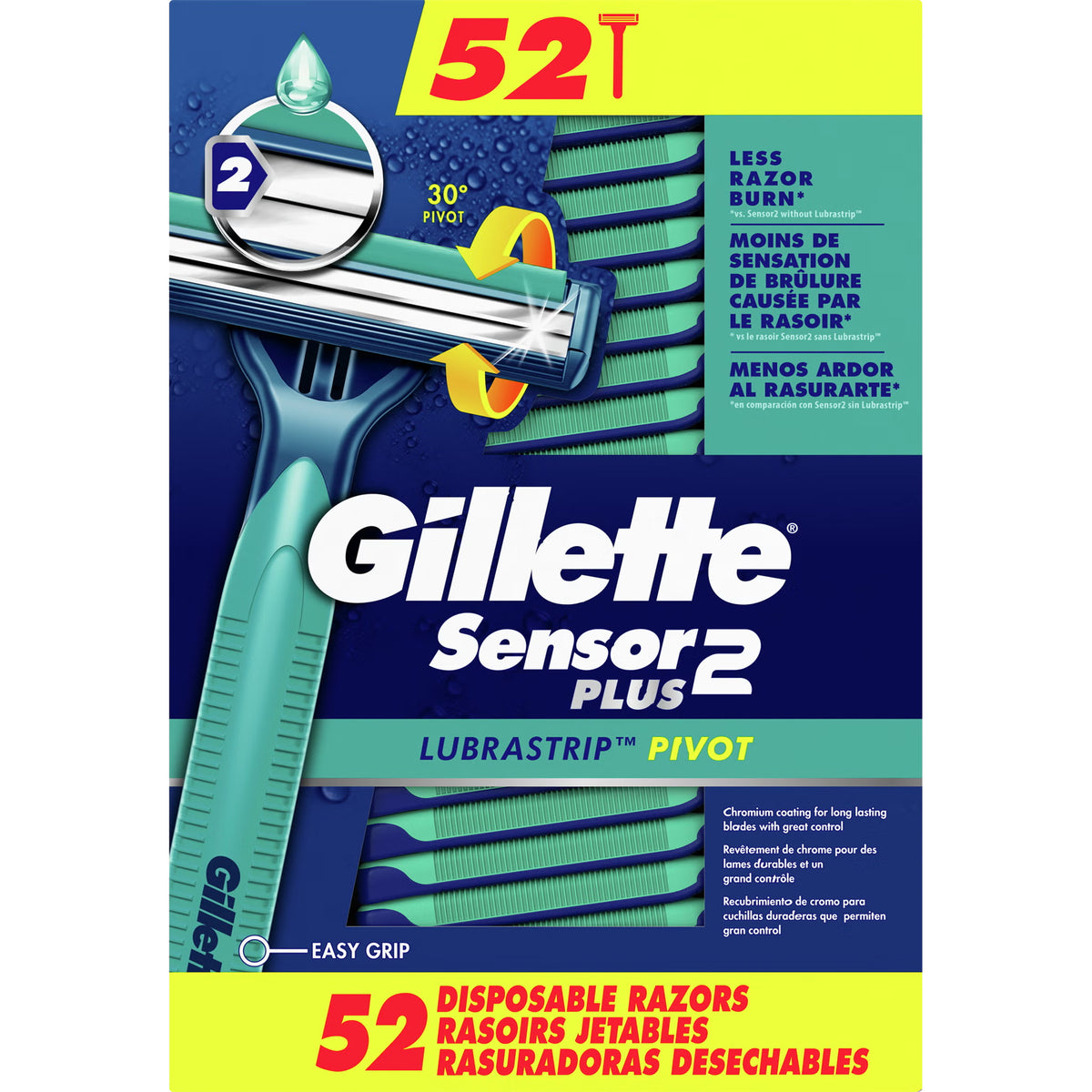 Gillette Sensor2 Plus Disposable Razors, 2-Blades, 52 ct - image 1