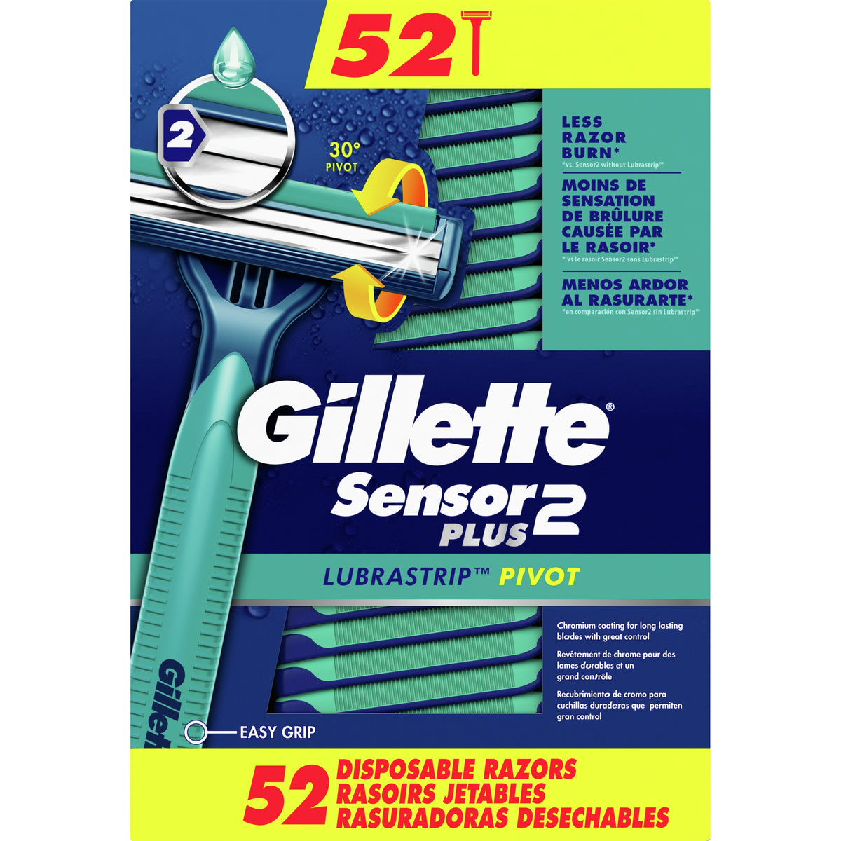 Gillette Sensor2 Plus Disposable Razors, 2-Blades, 52 ct - product image 1