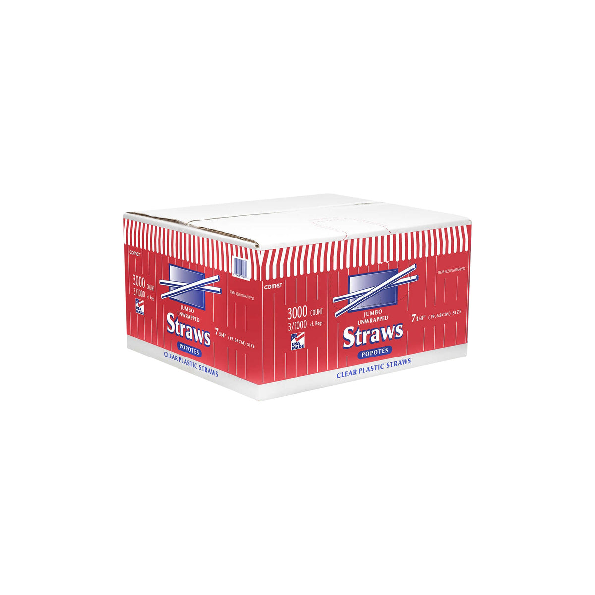 Comet 7-3/4'' Plastic Jumbo Straw, Clear, 3000 ct - product image 2