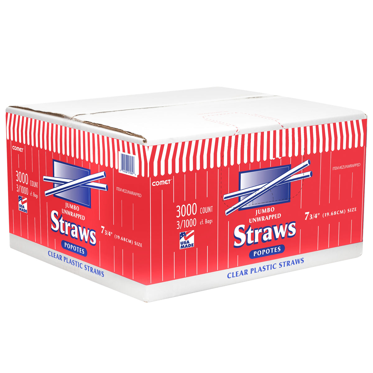 Comet 7-3/4'' Plastic Jumbo Straw, Clear, 3000 ct - product image 1