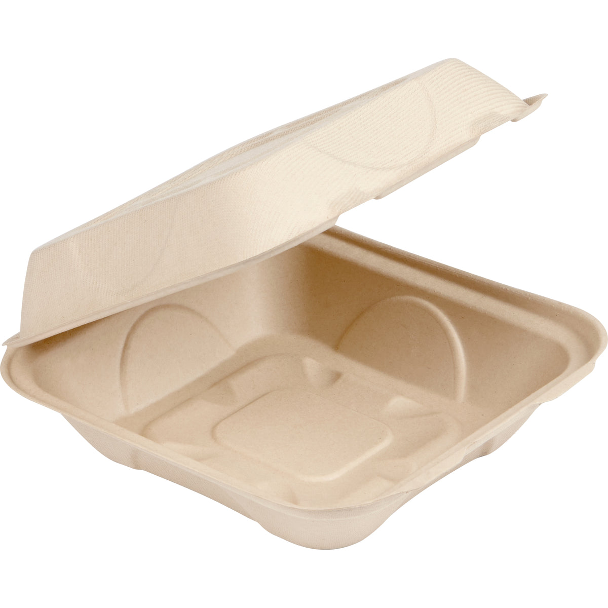 World Centric Compostable Fiber Clamshell Container, 8"L x 8"W, 100 ct - product image 1