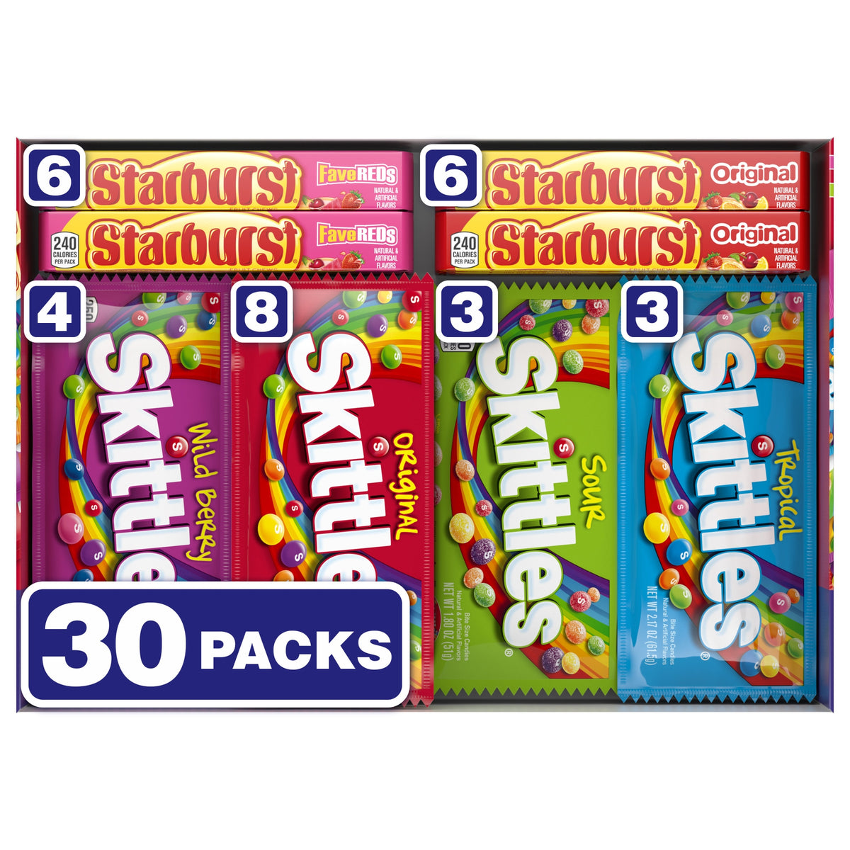 Skittles and Starburst Chewy Candy, Variety Pack, 30 ct - product image 4
