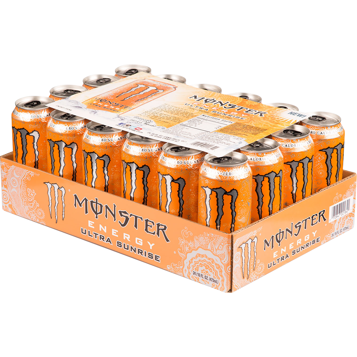 Monster Energy Drink, Zero Sugar, Ultra Sunrise, 16 fl oz, 24 ct