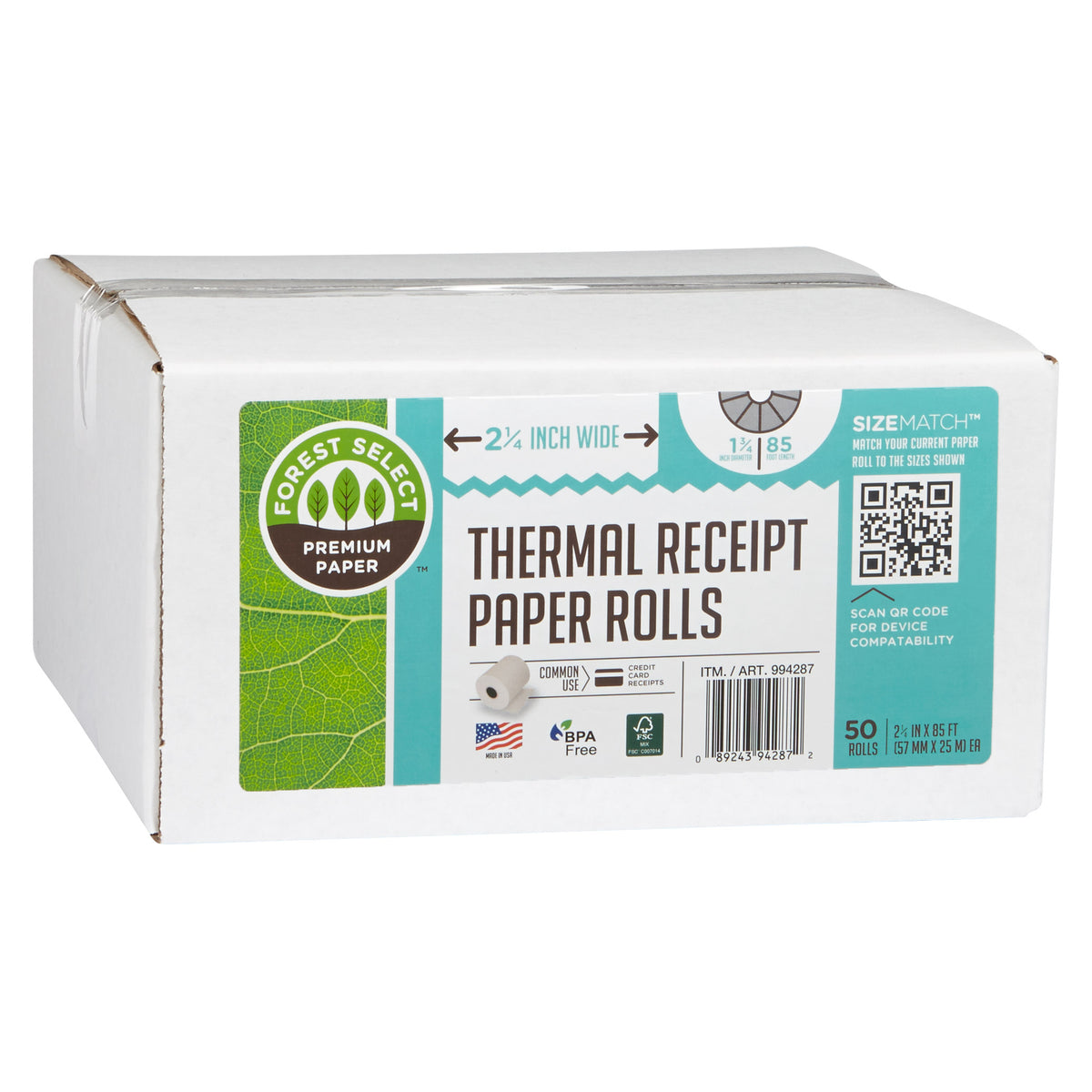 Forest Select Thermal Receipt Paper Rolls, White, 2-1/4" x 85', 50 Rolls - product image 4