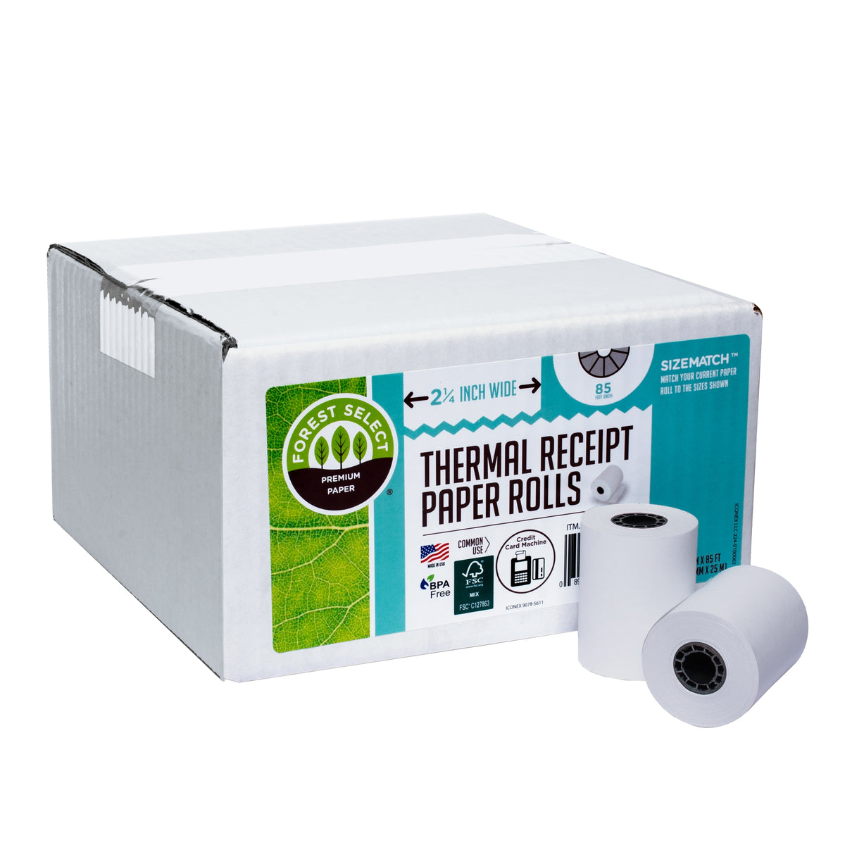 Forest Select Thermal Receipt Paper Rolls, White, 2-1/4" x 85', 50 Rolls - product image 2