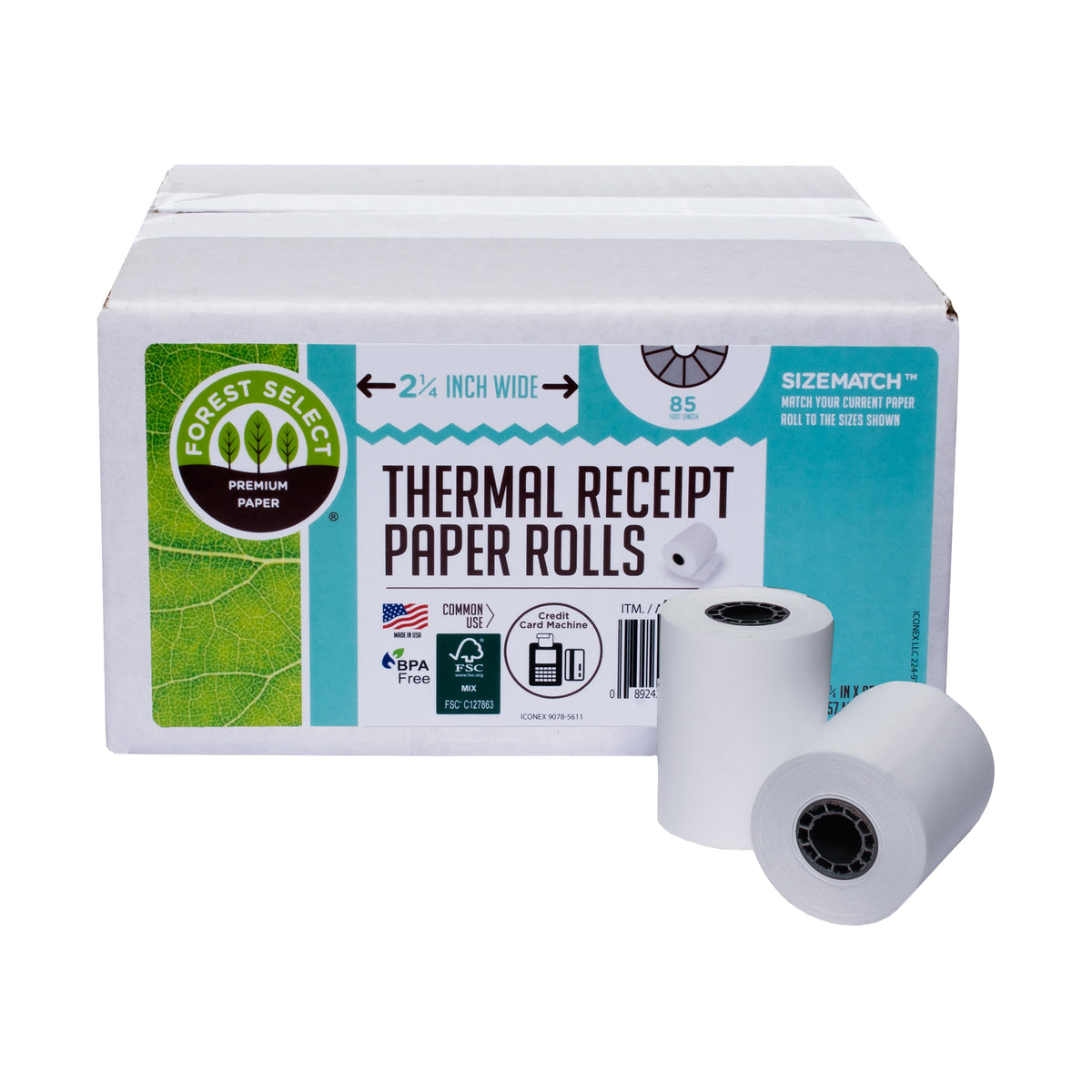Forest Select Thermal Receipt Paper Rolls, White, 2-1/4" x 85', 50 Rolls - product image 3