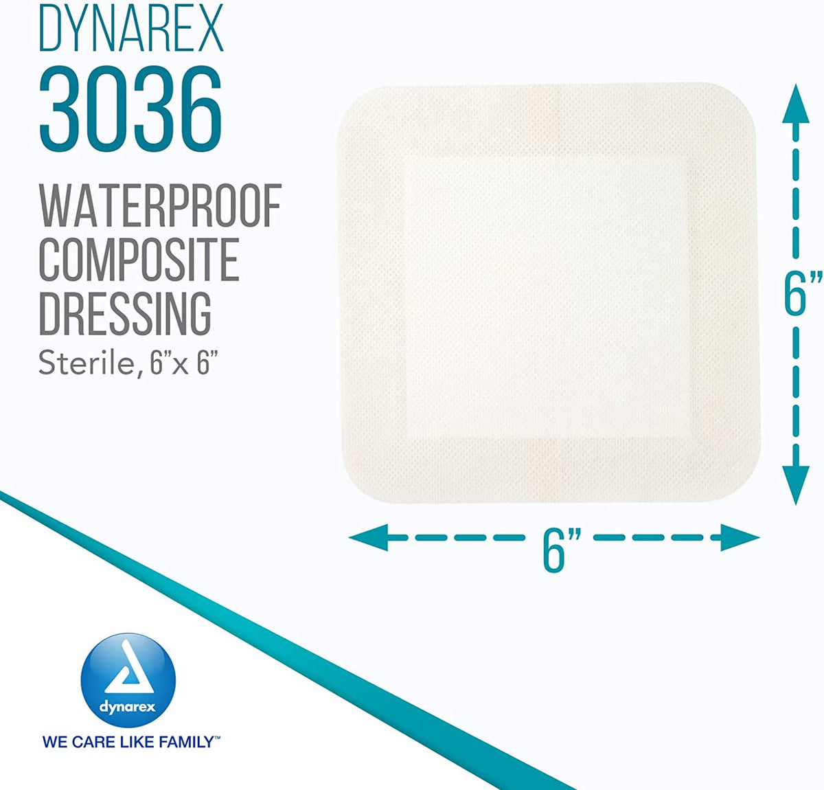 Dynarex DynaGuard Waterproof Dressings, Sterile, Four-Layer Composite Dressing, Protects and Offers Optimal Moist-Environment, Bordered - 6" x 6"