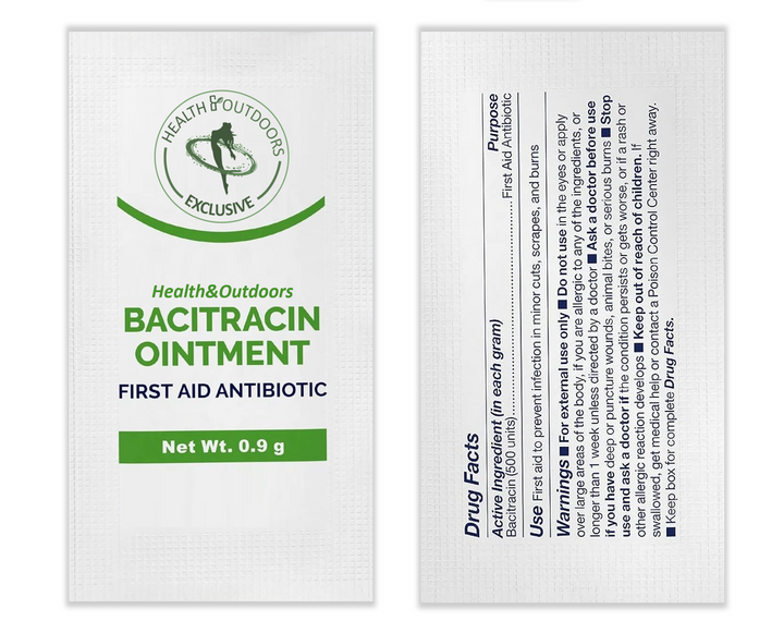 Bacitracin Ointment, First Aid, 50 Count .9g Packets - for Cuts, Burns, Abrasions, Wounds and Scrapes