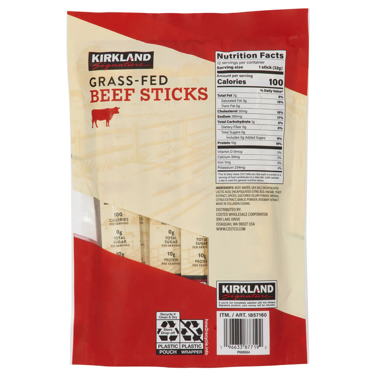 Kirkland Grass Fed Beef Sticks 12 CT