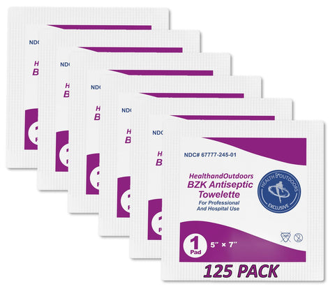 BZK Antiseptic Alcohol-Free Moist Towelette (100 Count) 5 inches x 7 inches Wipe Hand & Body Cleansing Wet Napkins Individually Wrapped Towels Benzalkonium First-Aid Wound Care