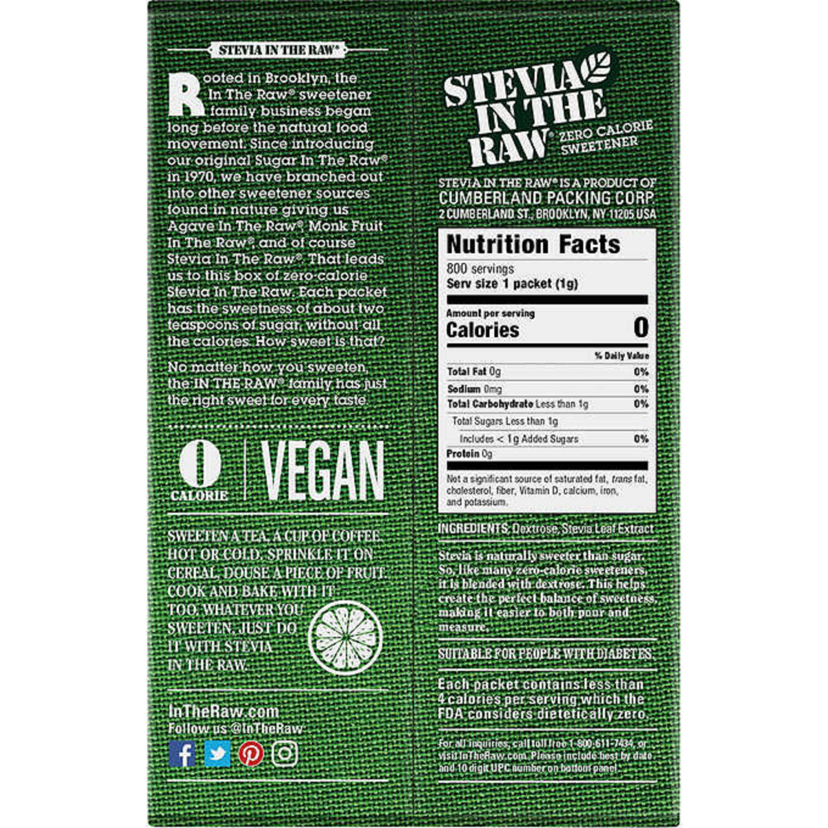 Stevia in the Raw 800 CT