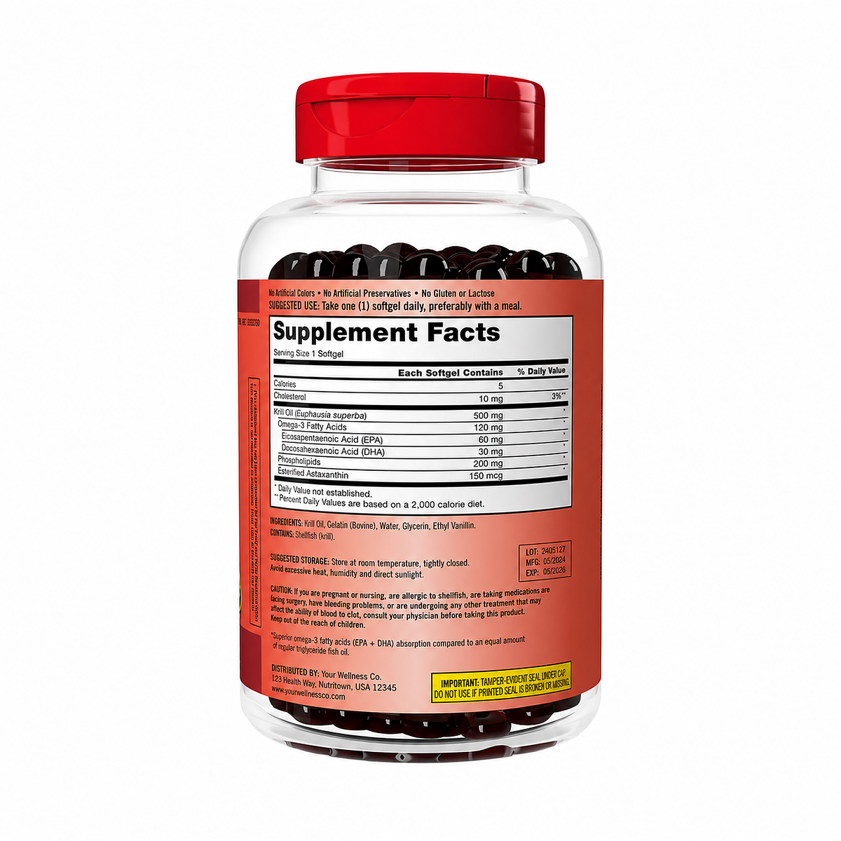 Kirkland Signature Krill Oil 500mg Krill Oil 180CT